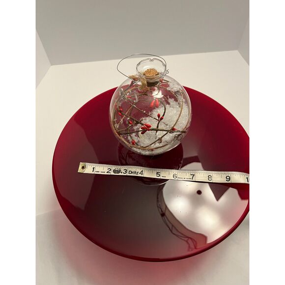 Unique Lighted Red berry twig snowy lighted globe ornament - Picture 4 of 6